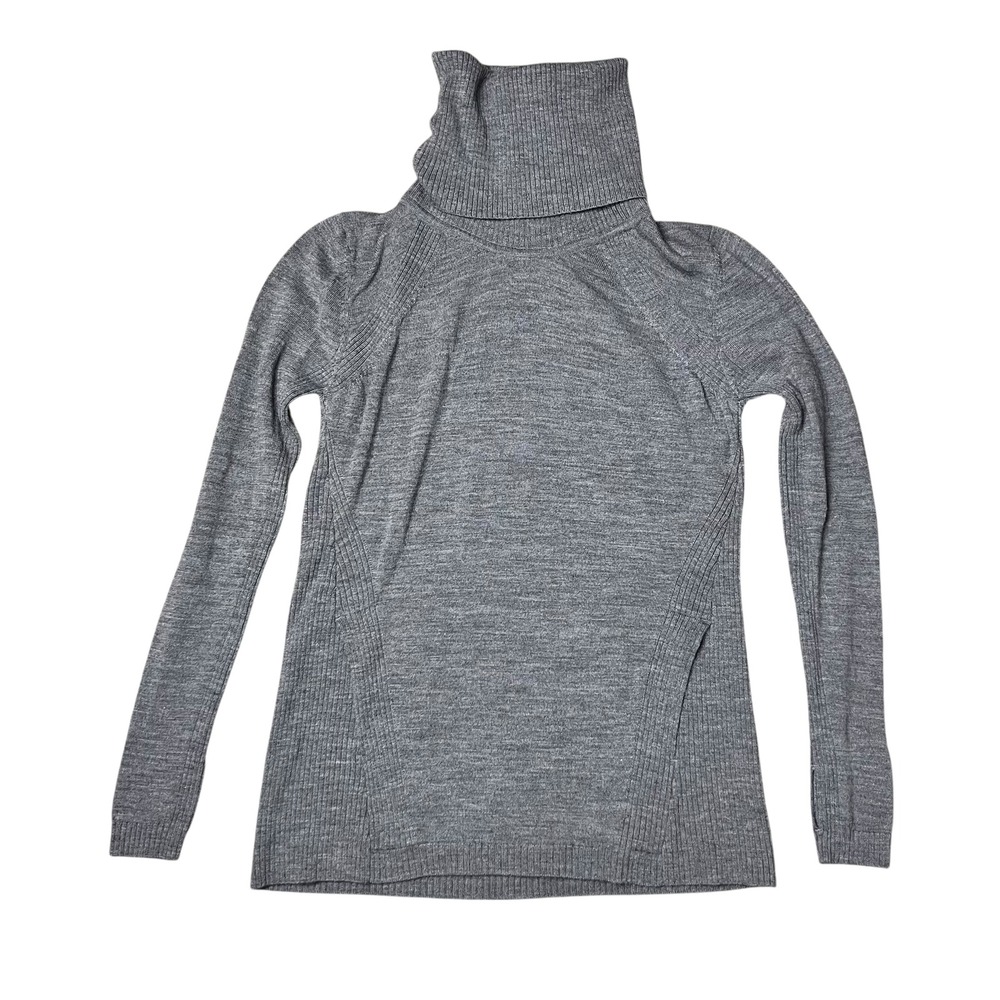 Lululemon Sweat and Savasana Sweater Grey Turtleneck Wool Blend Pullover Pockets - Picture 2 of 9